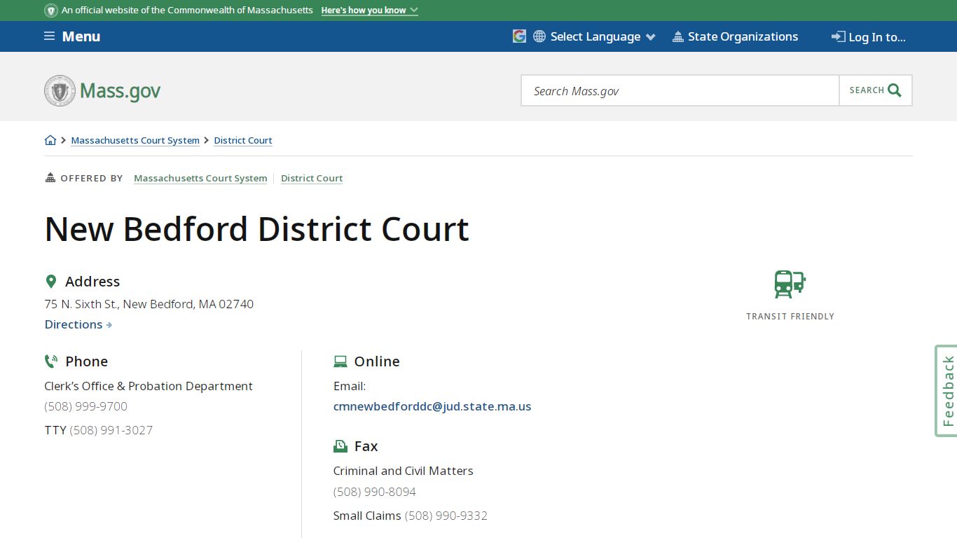 New Bedford District Court | Mass.gov