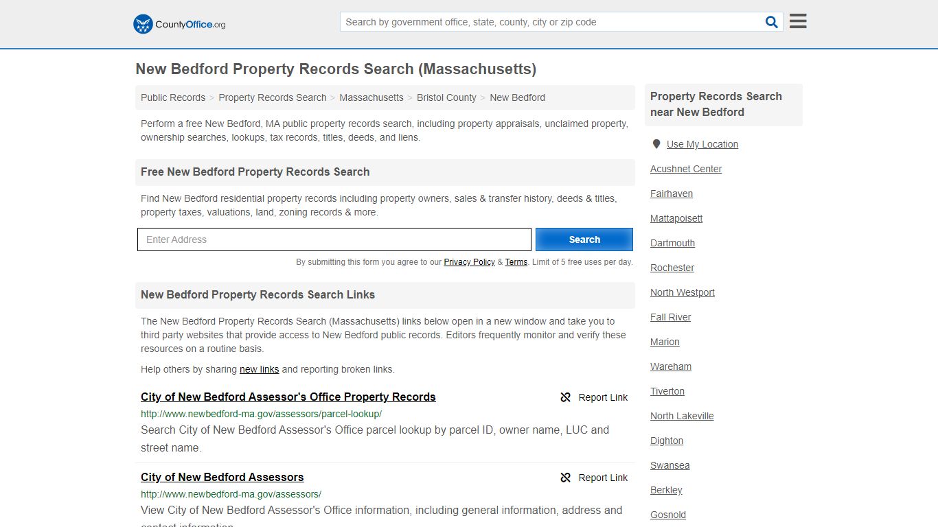 Property Records Search - New Bedford, MA (Assessments ...